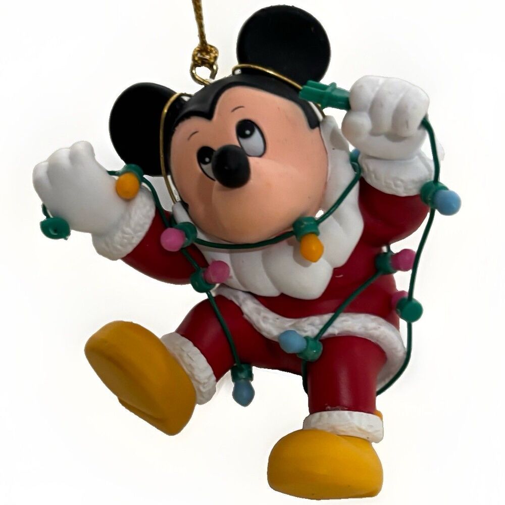 Disney Grolier Christmas Magic Ornament 26231-101 Mickey Mouse Tangled in Lights